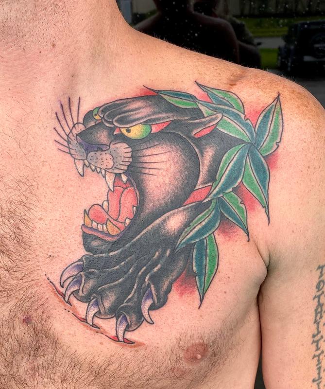 Unify Tattoo Company Tattoos Animal Panther on chest